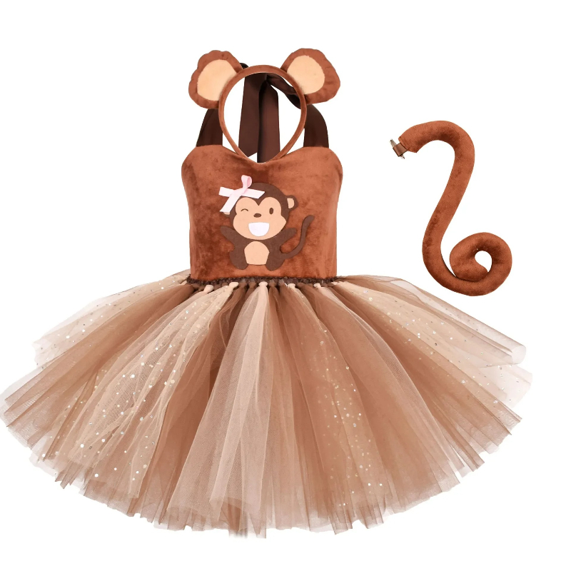 Baby Clothing Dresser - Gaun Tutu Monyet Coklat untuk Bayi